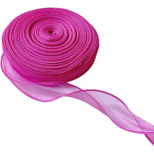 HSTWODE Organzaband,40yard Organza Schleifenband Dekoband,40mm Transparentes Chiffonband Geschenkband für Kuchen Geschenkverpackung,Hochzeit,Weihnachten,Taufe (Rose) von HSTWODE