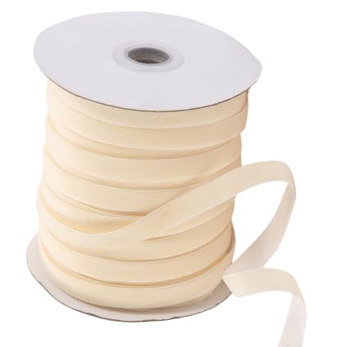 HSTWODE Samtband, 200 Yards 1cm Single Faced Premium Samtband Rolle für Fliege Geschenk verpacken Valentinstag Weihnachten Handwerk Dekor, Beige (beige) von HSTWODE