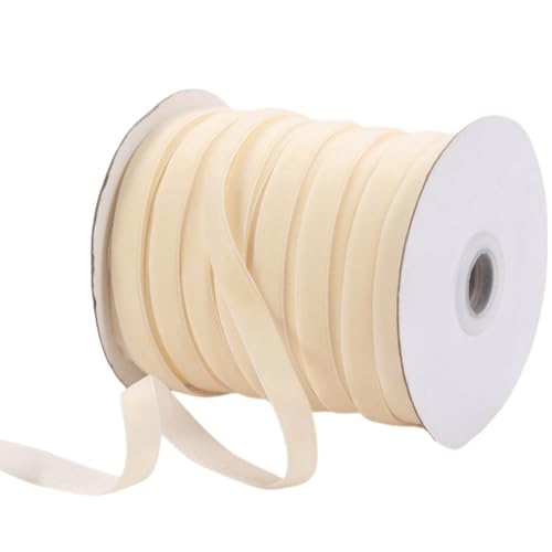 HSTWODE Samtband, 50 Yards 1cm Single Faced Premium Samtband Rolle für Fliege Geschenk verpacken Valentinstag Weihnachten Handwerk Dekor, Beige (Beige) von HSTWODE