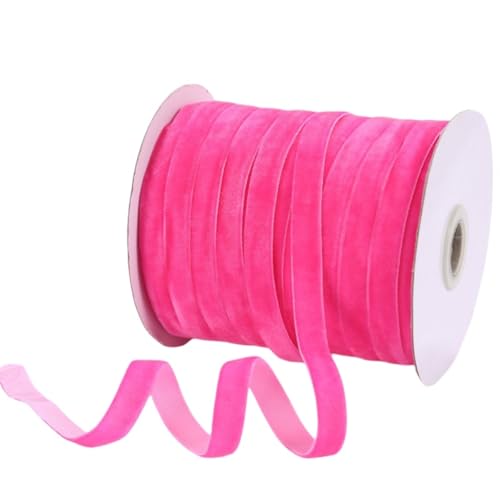 HSTWODE Samtband, 50 Yards 1cm Single Faced Premium Samtband Rolle für Fliege Geschenk verpacken Valentinstag Weihnachten Handwerk Dekor, Beige (Rose) von HSTWODE