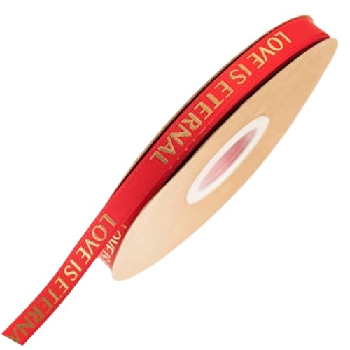 HSTWODE Satinband,Seidenband,Polyester,Thermodruckband,1cm x 30 Meter für Geschenkverpackungen,Basteln,Schleifen,Kränze, Wickeln (Rot) von HSTWODE