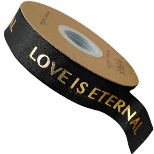 HSTWODE Satinband,Seidenband,Schleifenband,Thermodruckband,2,5 cm x 40yard für Geschenkverpackungen,Basteln,Schleifen,Kränze,Wickeln (Schwarz) von HSTWODE