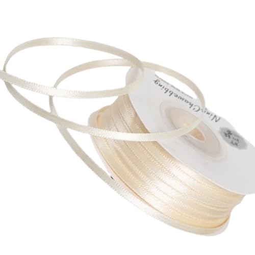 HSTWODE Satinband 3mm, 45Meters Dekoration Geschenkband breit Schleifenband, Stoffband für Hochzeit, Taufe und Geburtstag Geschenke (Creme) von HSTWODE