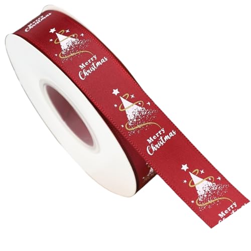 HSTWODE Weihnachtsband,22 Meters 20mm Weihnachten Geschenkband Weihnachten Schmal Weihnachtsbänder RDekoband Ripsband Geschenkbänder weihnachten (Kinson Zeder weinrot) von HSTWODE