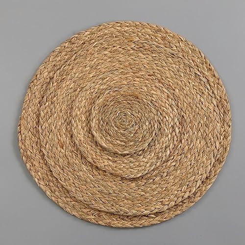 HSYHKDSY 11–36 cm runde/ellipsenförmige gewebte Tischsets aus natürlichem Maisstroh/Wasserhyazinthe, Tischsets aus geflochtenem Rattan, handgewebte Untersetzer für den Tisch (Wasserhyazinthe, 11 cm) von HSYHKDSY