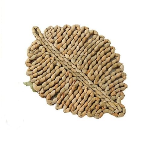 HSYHKDSY 50 x 33/25 x 16 cm, blattförmige gewebte Tischsets, natürliche Tischsets, aus Stroh geflochtene Rattan-Tischsets, rutschfeste handgewebte Untersetzer für den Tisch (Natural2 25 x 16 cm b) von HSYHKDSY