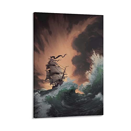 HSYIFF Foto Auf Leinwand Senza Cornice 60 * 90cm Gale Ship Sea Spray Poster Canvas Wall Art Pictures for Bedroom Wall Art Gifts Decor von HSYIFF