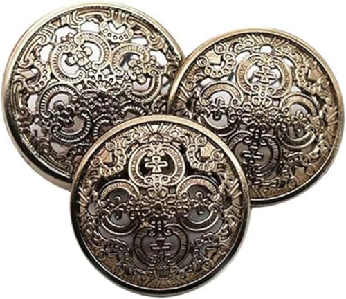 10 Stück hohlgeschnitzte runde Metallknöpfe im europäischen Hofstil für DIY-Blusen, Mantelknöpfe, Nähzubehör (grün, 20 mm)-15 mm-grün von HTDSVTD