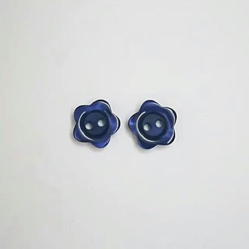 50 Stück 12,5 mm/15 mm Harzknopf Blumenform 2-Loch Perlmuttknopf Kleidungszubehör Nähen DIY (Lila, 12,5 mm)-12,5 mm-Dunkelblau von HTDSVTD