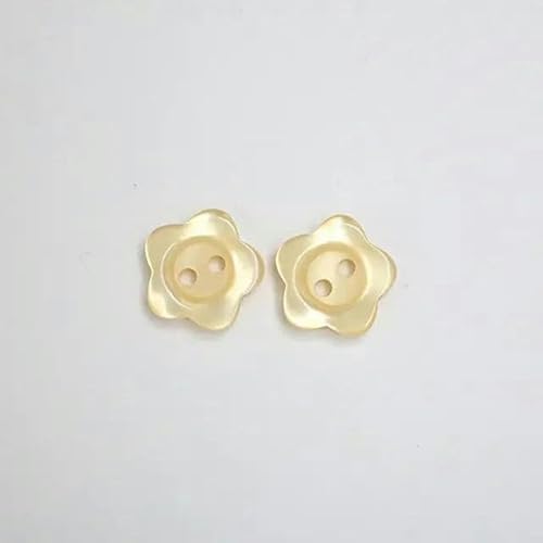 50 Stück 12,5 mm/15 mm Harzknopf Blumenform 2-Loch Perlmuttknopf Kleidungszubehör Nähen DIY (Lila, 12,5 mm)-12,5 mm-Gelb von HTDSVTD