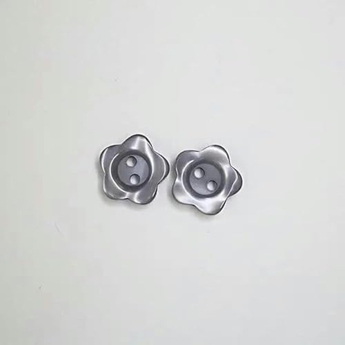 50 Stück 12,5 mm/15 mm Harzknopf Blumenform 2-Loch Perlmuttknopf Kleidungszubehör Nähen DIY (Lila, 12,5 mm)-12,5 mm-Grau von HTDSVTD