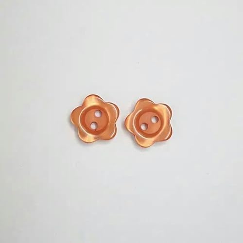 50 Stück 12,5 mm/15 mm Harzknopf Blumenform 2-Loch Perlmuttknopf Kleidungszubehör Nähen DIY (Lila, 12,5 mm)-12,5 mm-Orange von HTDSVTD