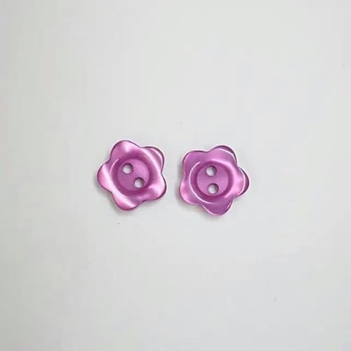 50 Stück 12,5 mm/15 mm Harzknopf Blumenform 2-Loch Perlmuttknopf Kleidungszubehör Nähen DIY (Lila, 12,5 mm)-12,5 mm-Rosenrot von HTDSVTD