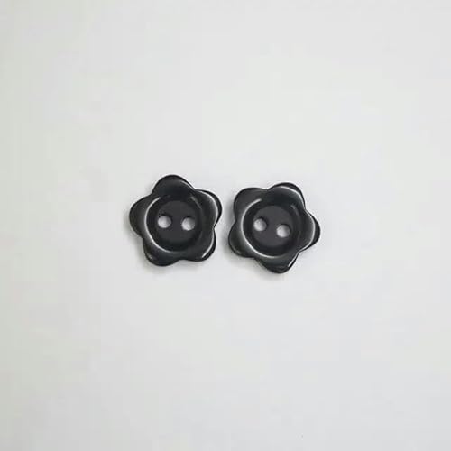 50 Stück 12,5 mm/15 mm Harzknopf Blumenform 2-Loch Perlmuttknopf Kleidungszubehör Nähen DIY (Lila, 12,5 mm)-12,5 mm-Schwarz von HTDSVTD