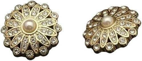 6/12 Stück Blumenperlen-Diamant-Rhinestone-Metallknöpfe im Vintage-Stil, Gold, für Damen, Kleider, Mäntel, Nähen, runde Knöpfe, 20 mm, Gold von HTDSVTD