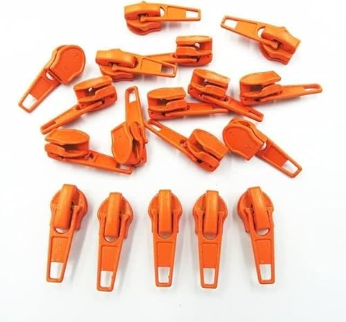 Reißverschlussschieber Reißverschluss Ersatzschieber 10–100 Stück 3#/5# Nylon-Spule, automatischer Reißverschluss, DIY-Nähwerkzeug, Reißverschlussschieber, 20 Farben, Orange, 5#, 30 Stück, Orange 3# von HTFKFW