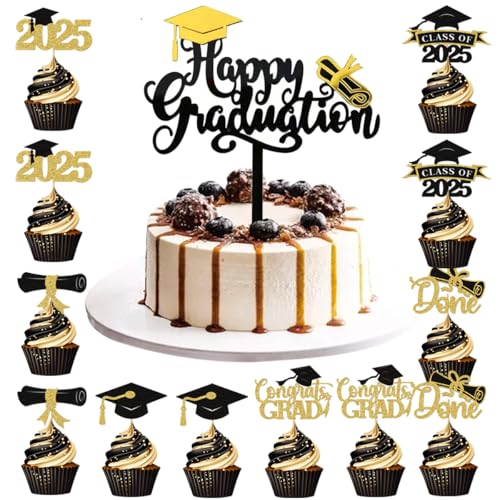 Abschluss Tortendeko Graduation, 13 Stück Abschluss Cake Topper, Graduation Cake Topper 2025 Graduation Deko Abschlussfeier, Happy Birthday Tortendeko für 18 Geburtstag Party Abschluss Tortendeko Graduation, 13 Stück Abschluss Cake Topper, Graduation Cake Topper 2025 Graduation Deko Abschlussfeier, Happy Birthday Tortendeko für 18 Geburtstag Party von HTGWCG