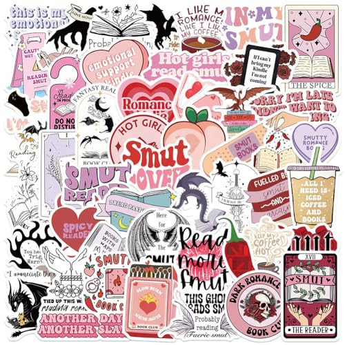 HTGWCG Aesthetic Bookish Sticker, 104 Stück Smut Aufkleber, Wasserfeste Anime Aufkleber für Skateboard, Wasserflasche, Scrapbook, Laptop, für Mädchen und Frauen von HTGWCG