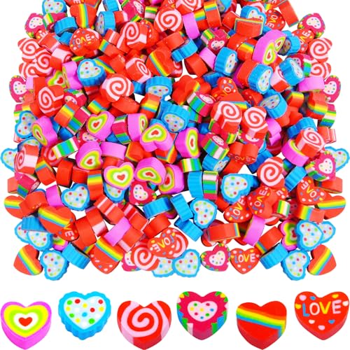 300 Stück Radiergummis Kinder Mini Radiergummi Lustige Radiergummis Radierer Neuheit Radiergummis für Party Favors (Liebe) von HTOBRIC