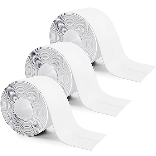 HTOBRIC 3 Rollen Dichtungsband Selbstklebend, Wasserdichtes Klebeband PVC Leisten Selbstklebend für Küche Spüle, Wandecke,Toilette, Badewanne, Feuchtigkeit und Verhindert Schimmel, 38mm x 3,2m (Weiß) von HTOBRIC