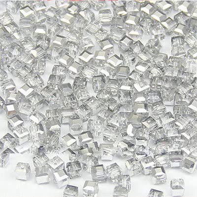 200 Stk. Quadratische Form Hochwertige Österreichische Kristallperlen Transparente Perlen Quadratische Kugel 2 mm Versorgung Armband Schmuck DIY-grau, 4 mm 200 Stk von HTRNDDFF