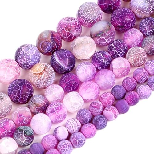 Naturstein Perlen Tigerauge Turmalin Achate Glas Jaspis Quarz Perlen für die Schmuckherstellung DIY Armband Zubehör-Lila Verwittert,4 mm- ca. 90 Stück von HTRNDDFF