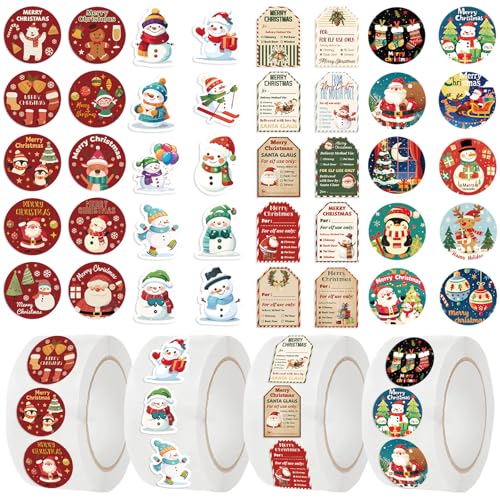 HTTDSLF 2000Stück Weihnachtsaufkleber, Aufkleber Weihnachten, Sticker Weihnachten, Weihnachtssticker, Weihnachtsaufkleber Selbstklebend, Weihnachten Aufkleber, für Geschenkverpackungen Umschlag usw von HTTDSLF