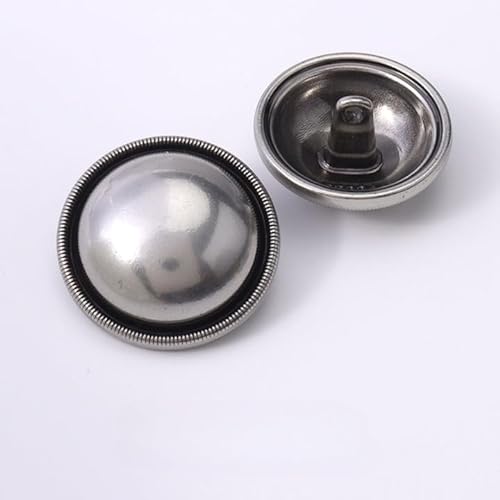 Knöpfe für Annähen 10 Stück runde Metallperlen-Strassknöpfe mit heller Oberfläche for Nähen von Perlenknöpfen, Perlenschaftknöpfe (Silber, 22,5 mm)(Silver,20mm) von HTTGDGDH