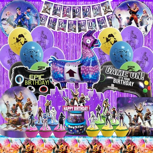 HTTMTTS Fortnit Geburtstagsdeko, Diverse Fortnit Luftballon, Kindergeburtstag Jungen Fortnit Party Deko Set, Hübsch Tischdeko und Tortendeko Geburtstag Fortnit (Fortnit Ballon) von HTTMTTS