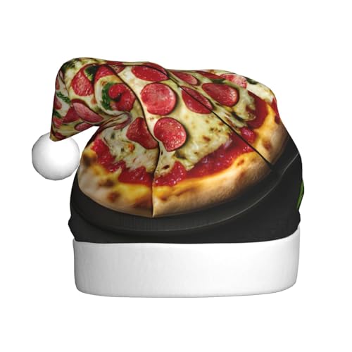 Große Weihnachtsmütze mit Pizza-Druck, lustige Weihnachtsmütze, Weihnachtsmütze für Erwachsene und Elfenmützen, Urlaubsmütze von HTTUP