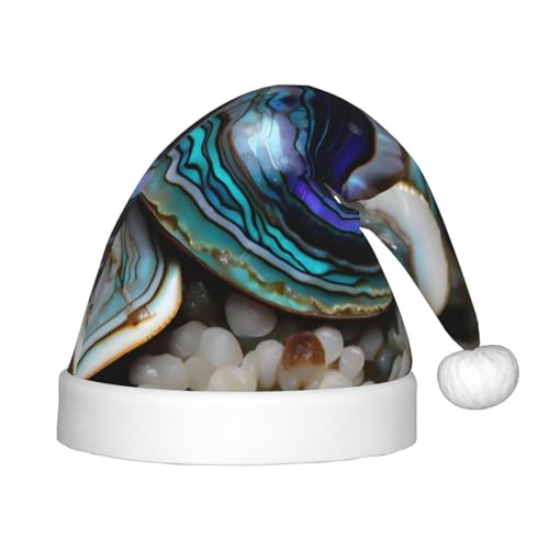 HTTUP Abalone Weihnachtsmütze mit Perlmutt-Druck, Unisex, Weihnachtsmannmütze, Weihnachtsmannmütze, Weihnachtsaccessoires, Geschenk von HTTUP