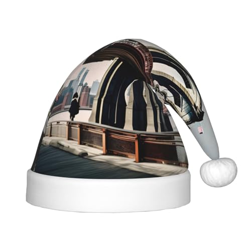 HTTUP Brooklyn Bridge S Print Outdoor Weihnachtsmütze Unisex Xmas Party Santa Beanie Mütze - Xmas Zubehör Geschenk von HTTUP