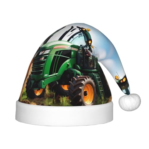 HTTUP Company Weihnachtsmütze mit Traktor-Druck, Unisex, Weihnachtsmannmütze, Weihnachtsmannmütze, Weihnachtszubehör, Geschenk von HTTUP