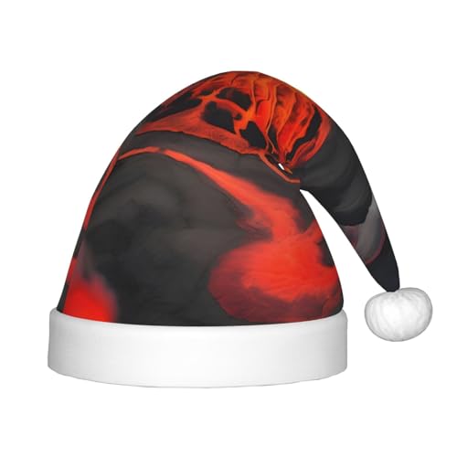 HTTUP Kilauea Weihnachtsmütze mit Vulkan-Druck, Unisex, Weihnachtsmann-Mütze, Weihnachtsmannmütze, Weihnachtsaccessoires, Geschenk von HTTUP