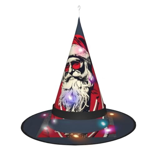 HTTUP Niedlicher Weihnachtsmann-Druck, Halloween-Hexenhut, geeignet beleuchteter Hexenhut, Halloween-Kostüme, Weihnachtsdekoration von HTTUP