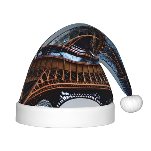 HTTUP Paris Eiffelturm Print Outdoor Weihnachtsmütze Unisex Xmas Party Santa Beanie Mütze - Xmas Zubehör Geschenk von HTTUP