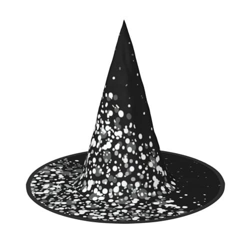 HTTUP Schwarz-weißer Glitzer-Druck, lustige Halloween-Hüte, Hexenhüte für Männer, Frauen, Halloween-Partys, Kostüme, Events von HTTUP