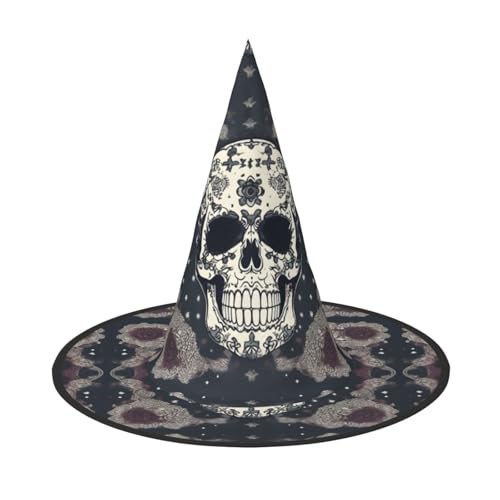 HTTUP Totenkopf-Yoga- und Blumendruck, lustige Halloween-Hüte, Hexenhüte für Männer, Frauen, Halloween-Partys, Kostüme, Events von HTTUP