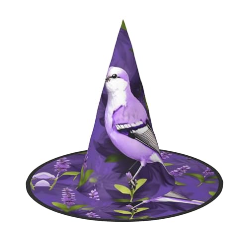 HTTUP Vogel in lila Lavendel Blumendruck Stilvolle Vintage Hut Karneval Halloween Hut Erwachsene Kostüm Zubehör Mottopartys von HTTUP