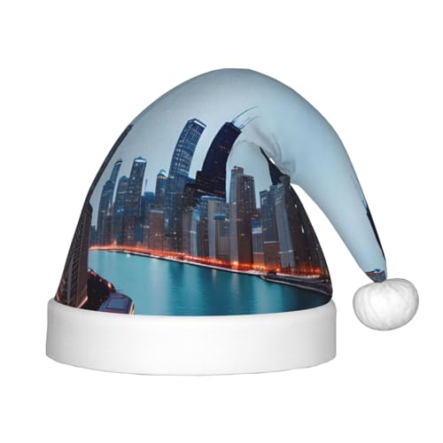 HTTUP Weihnachtsmütze mit Chicago-Druck, Unisex, Weihnachtsmannmütze, Weihnachtsmannmütze, Weihnachtsaccessoires, Geschenk von HTTUP