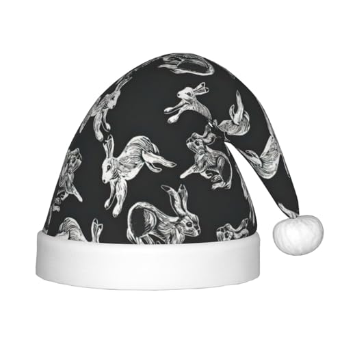 HTTUP Weihnachtsmütze mit Hasen-Motiv, Unisex, Weihnachtsmannmütze, Weihnachtsmannmütze, Weihnachtsaccessoires, Geschenk von HTTUP