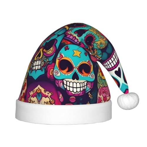 HTTUP Weihnachtsmütze mit Totenkopf-Motiv, Unisex, Weihnachtsmannmütze, Weihnachtsmannmütze, Weihnachtsaccessoires, Geschenk von HTTUP