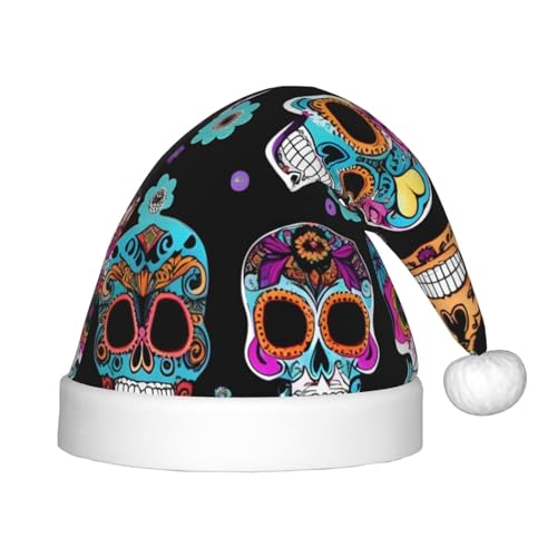 HTTUP Weihnachtsmütze mit Totenkopf-Motiv, Unisex, Weihnachtsmannmütze, Weihnachtsmannmütze, Weihnachtsaccessoires, Geschenk von HTTUP