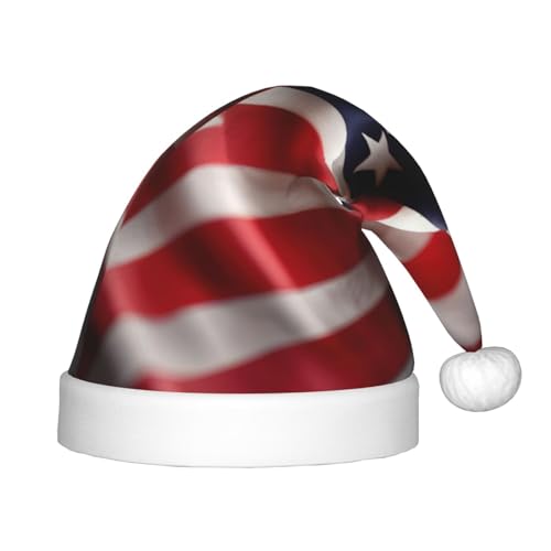 HTTUP Weihnachtsmütze mit amerikanischer Flagge, Unisex, Weihnachtsmannmütze, Weihnachtsmannmütze, Weihnachtsaccessoires, Geschenk von HTTUP