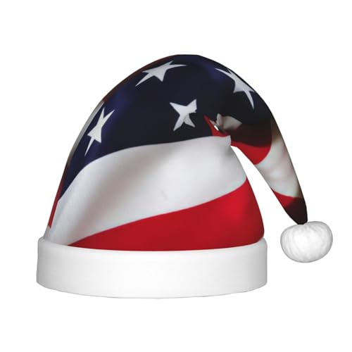 HTTUP Weihnachtsmütze mit amerikanischer Flagge, Unisex, Weihnachtsmannmütze, Weihnachtsmannmütze, Weihnachtszubehör, Geschenk von HTTUP