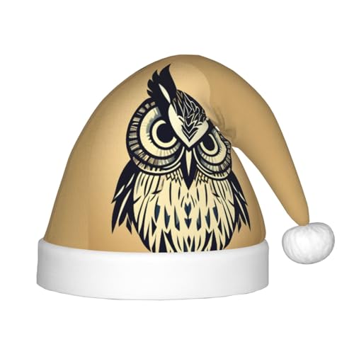 HTTUP Weihnachtsmütze mit niedlichem Eulen-Druck, Unisex, Weihnachtsmann-Mütze, Weihnachtsmannmütze, Weihnachtsaccessoires, Geschenk von HTTUP