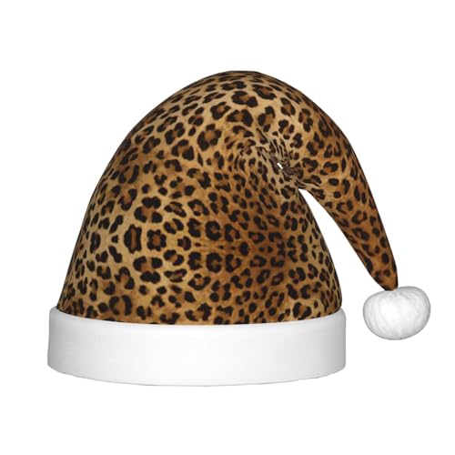 HTTUP Weihnachtsmütze mit süßem Leopardenmuster, Unisex, Weihnachtsmannmütze, Weihnachtsmannmütze, Weihnachtsaccessoires, Geschenk von HTTUP