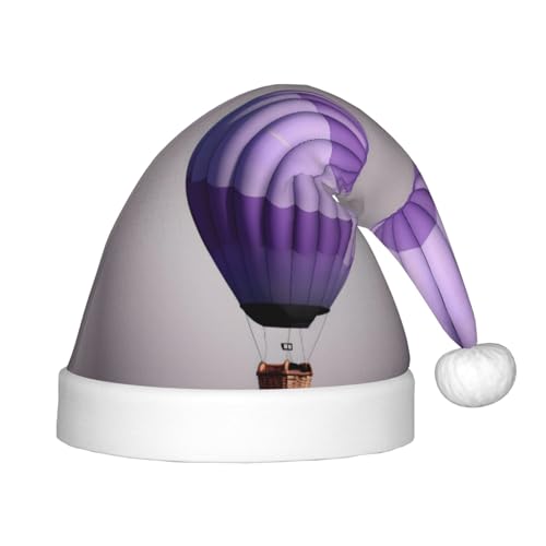 Weihnachtsmütze mit Lavendel-Heißluftballon-Druck, Unisex, Weihnachtsmannmütze, Weihnachtsmannmütze, Weihnachtsaccessoires, Geschenk von HTTUP