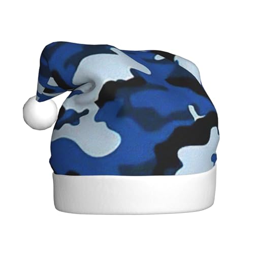 Weihnachtsmütze mit blauem Camouflage-Druck, lustige Weihnachtsmütze, Weihnachtsmütze für Erwachsene und Elfenmützen, Urlaubsmütze von HTTUP