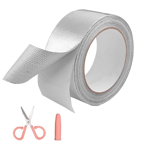 HTTYHT Aluminiumband Metallisches Dichtband Aluminium Silber Klebeband Dichtband Band zum Reperaturband für Hohe und Niedrige Temperaturen von HTTYHT